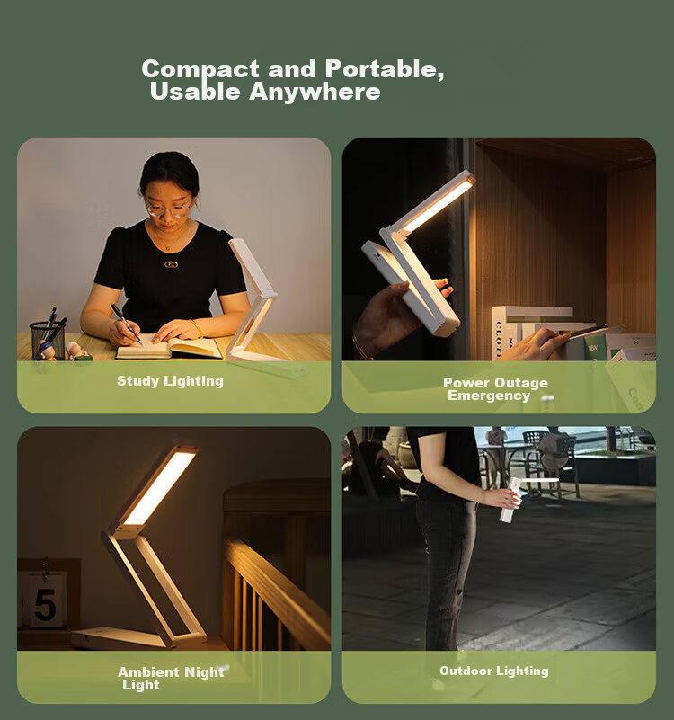 Heart LocK Rechargeable Desk Lamp Eye Protection Study Bedroom Bedside Dormitory Student Portable Foldable Small Desk Lamp Ultra-Long Battery Life 17