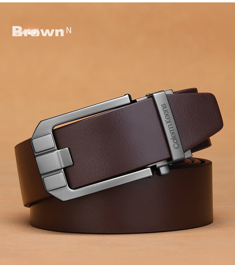 Calermkeens Men's Genuine Leather Belt 2026 New Automatic Buckle Vintage Versatile Waistband Birthday Gift for Men 18