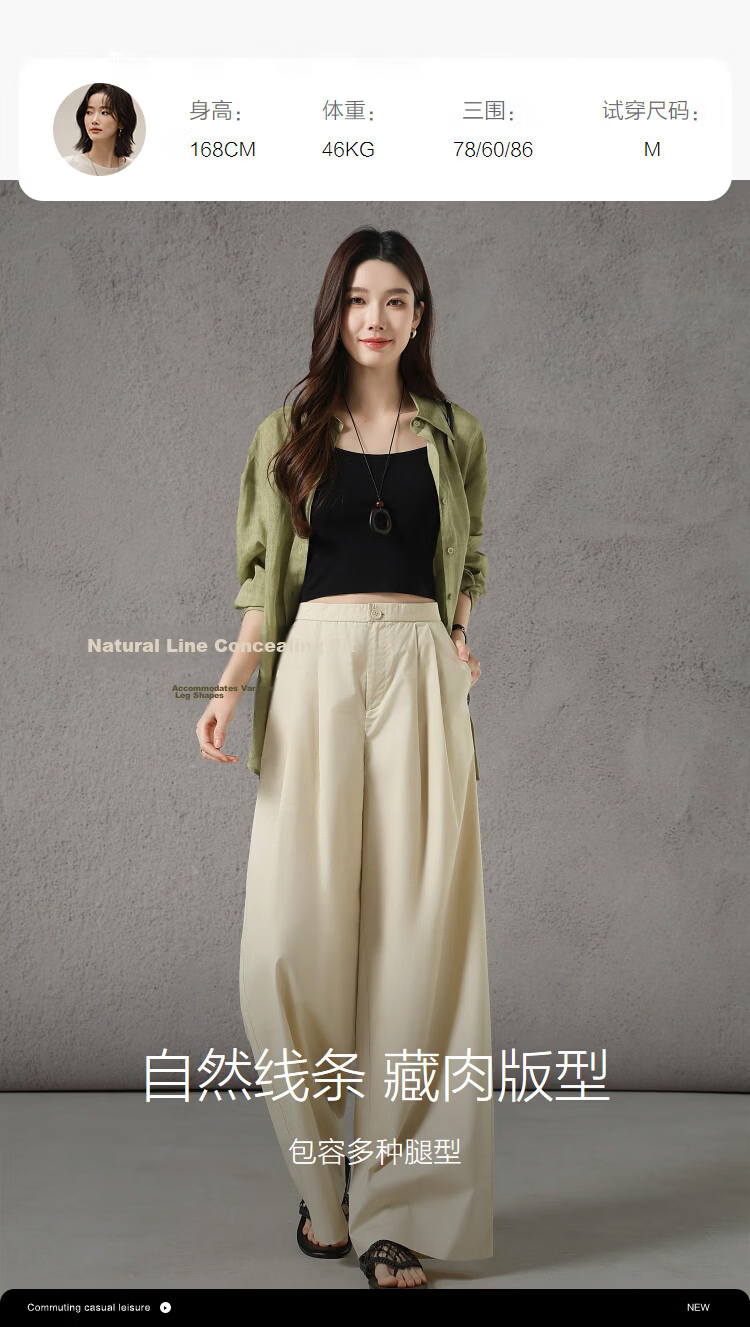 Demana [100% Cotton] Spring Smart Casual Pleated Wide-Leg Slimming Structured Pants for Women Premium Feel 9