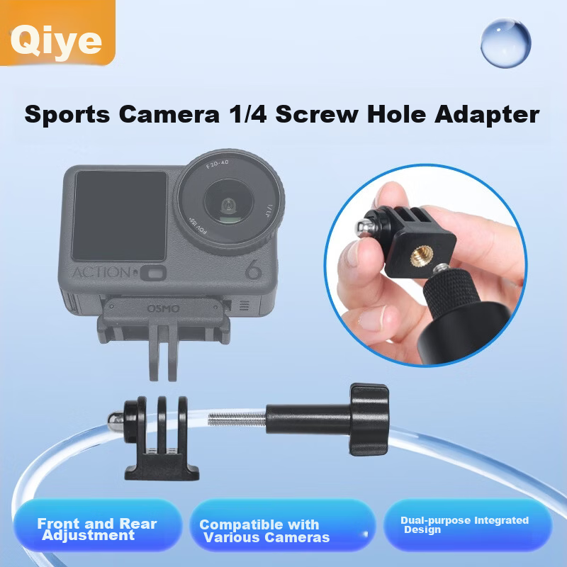 Qiye Selfie Stick Adapter Screw Compatible with DJI Action6 Action5 Pro Sports Camera, GoPro Tripod Mount Screw Hole Nut for FeiyuTech X5
