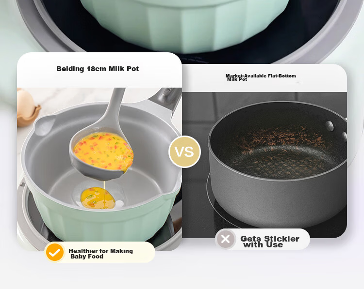 Buydeem 20cm Non-Stick Fluorine-Free Ceramic Milk Pot Soup Pot Baby Food Cooking Pot Light Cedar Green 9