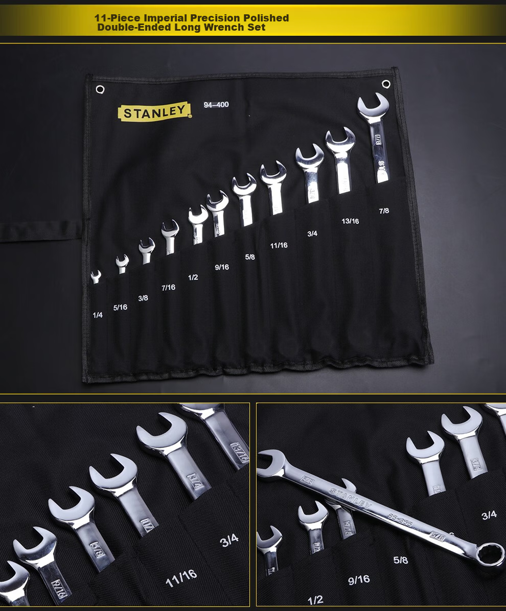 STANLEY Dual-Use Wrench Set Imperial Polished Chrome Vanadium Steel 11-Piece 94-400-22 8
