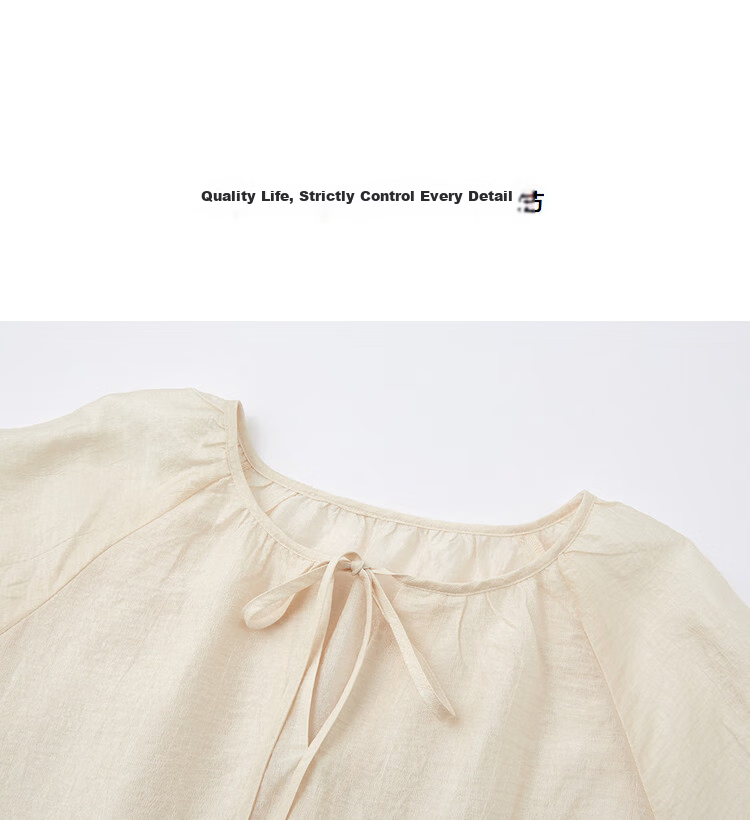 Demana Wrinkled Acetate Summer Elegant Commuter Round Neck Lace Hem Loose Slimming Concealing Shirt for Women Premium Feel 14