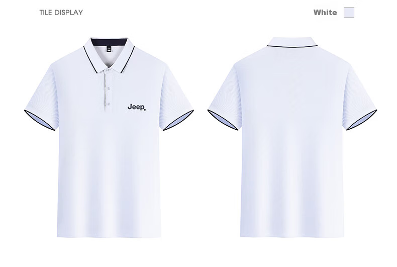 JEEP Polo Shirt for Men, Summer Breathable Short-Sleeve, Turn-Down Collar Quick-Dry T-Shirt, Business Father's Day Gift, Black, 3XL 27