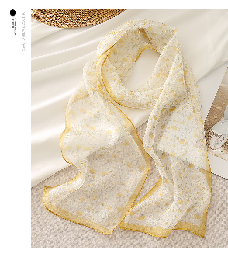 Shanghai Story Women's Summer Printed Silk Scarf 100% Mulberry Silk Neck Scarf Commuter Gift for Girlfriend Valentine's Day 8
