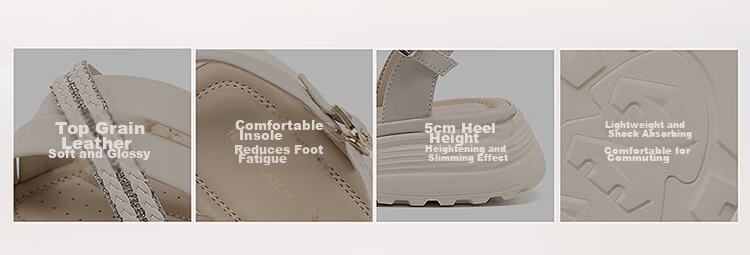 Red Dragonfly Women's Sandals New Thick Sole One-Strap Platform Casual Lightweight Height-Increasing Mom Shoes WTK265702 Beige Size 39 1
