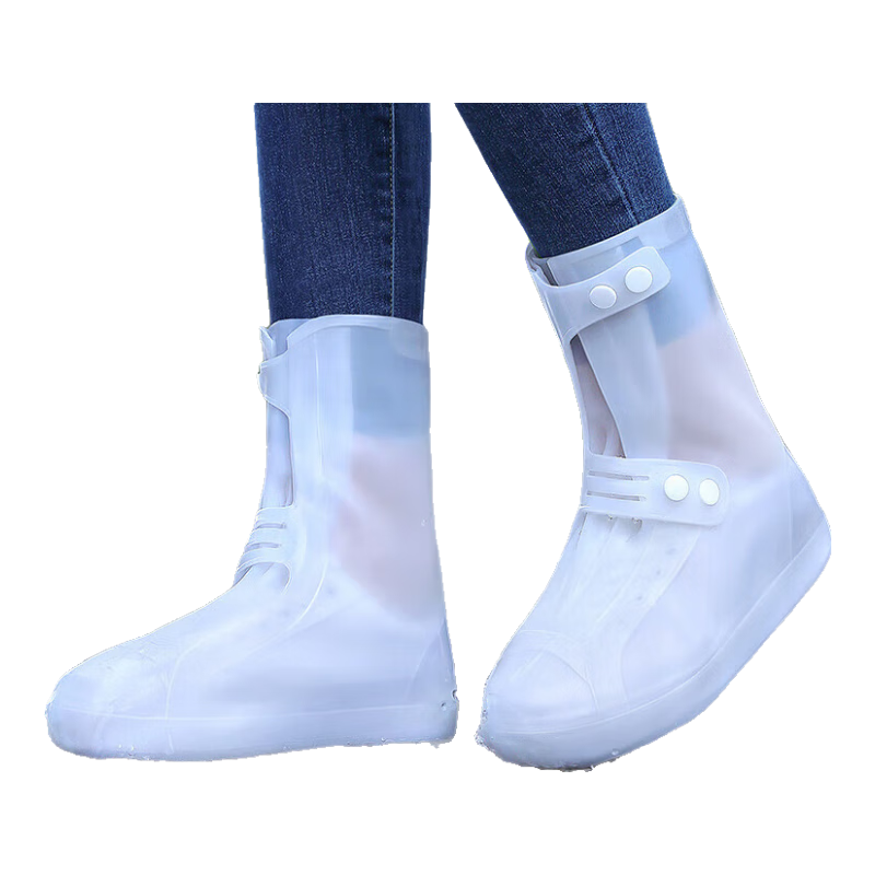 BWNK Waterproof Shoe Covers, Thick Rain Boots, Portable Non-Slip Wear-Resistant Rain Boots, White, Size L