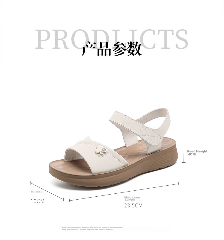 Red Dragonfly Women's Sandals Soft Sole Non-Slip Comfortable Thick Sole Middle-Aged and Elderly Beach Shoes WTK265371 Off-White Size 35 8
