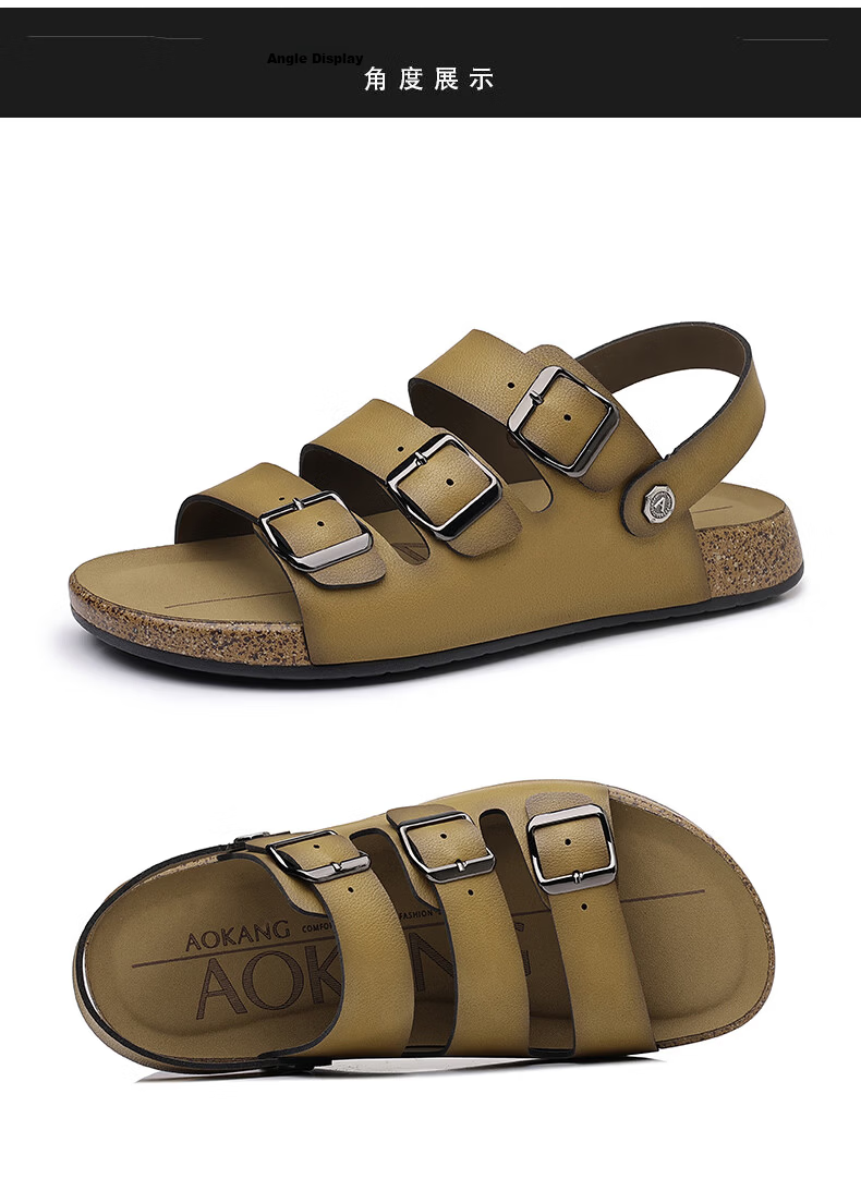 Aokang Summer Men's Casual Beach Sandals Black Size 42 26