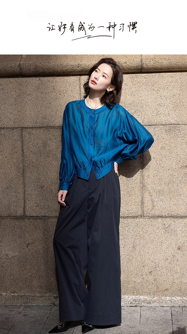 Demana [Smooth Tencel] Spring Lightweight Outdoor Crew Neck Wrinkled Hem Loose Short Petite Women's Jacket 1