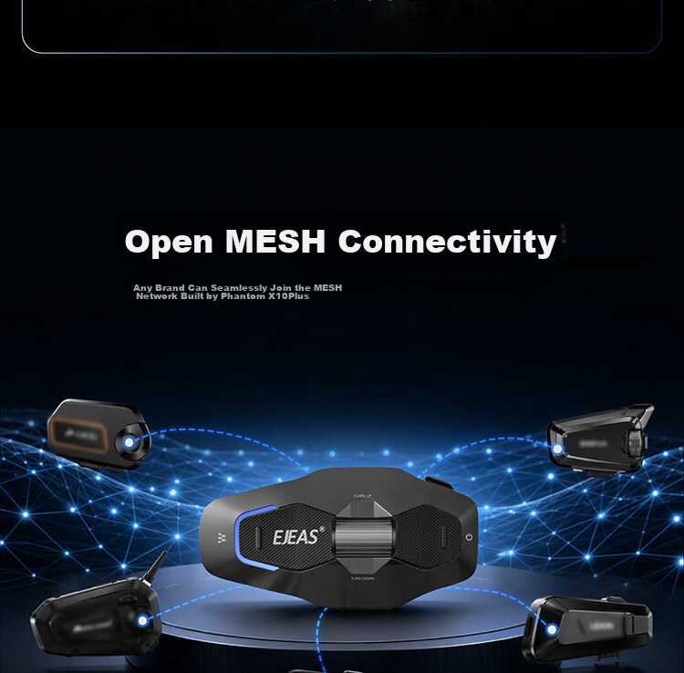 EJEAS X10 Motorcycle Riding Intercom Helmet Bluetooth Headset Radio Mesh Network Walkie Talkie Smart Voice 7