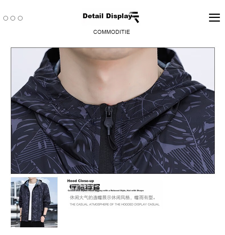 JEEP SPIRIT Men's Sun Protection Jacket, Lightweight Summer Outerwear, Breathable Hooded Fishing Coat for Outdoor Activities, Maple Deep Gray, Size M 30