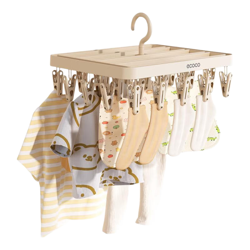 Ecoco Windproof Balcony Drying Rack with Multiple Clips for Dormitory Home Use, Underwear and Socks Organizer 24258