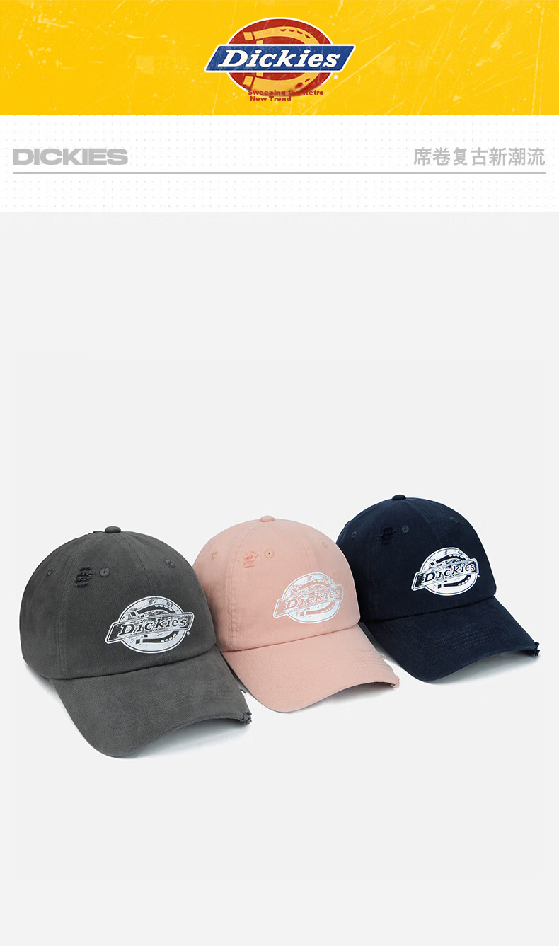 Dickies American Style Distressed Baseball Cap Unisex Casual Vintage Sun Hat Navy Blue 1