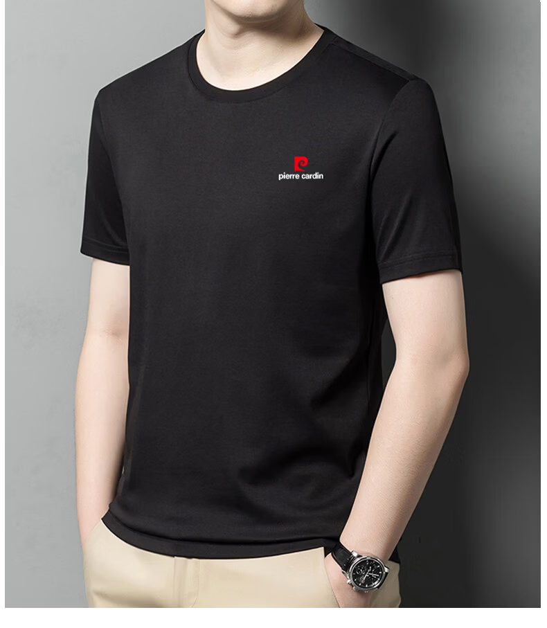 Pierre Cardin Men's Summer Lightweight Short Sleeve Solid Color Crew Neck T-Shirt Business Casual White M 10