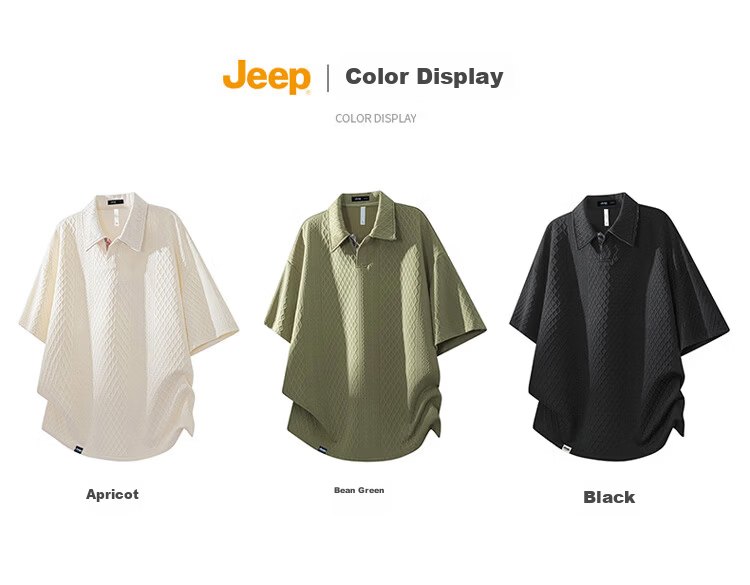 JEEP Men's Short Sleeve Waffle Polo Shirt Summer Casual Loose Fit Father's Day Gift 5