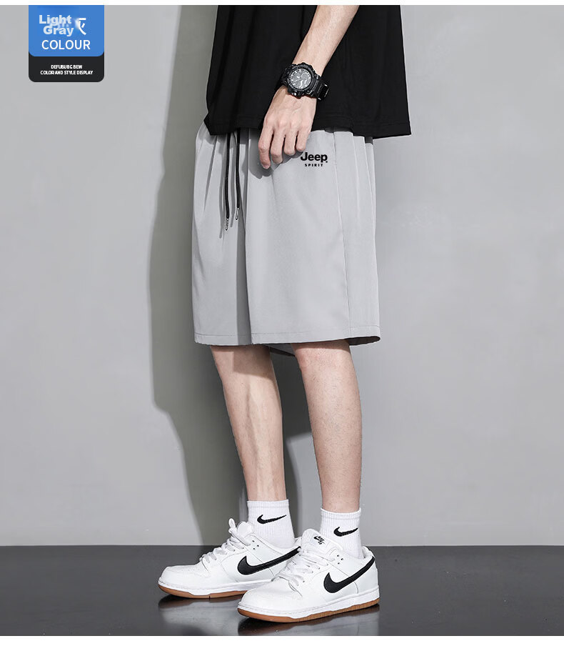 JEEP SPIRIT Men's Summer New Lightweight Ice Feel Loose Breathable Straight Cut Casual Sports Mid-Length Shorts 20