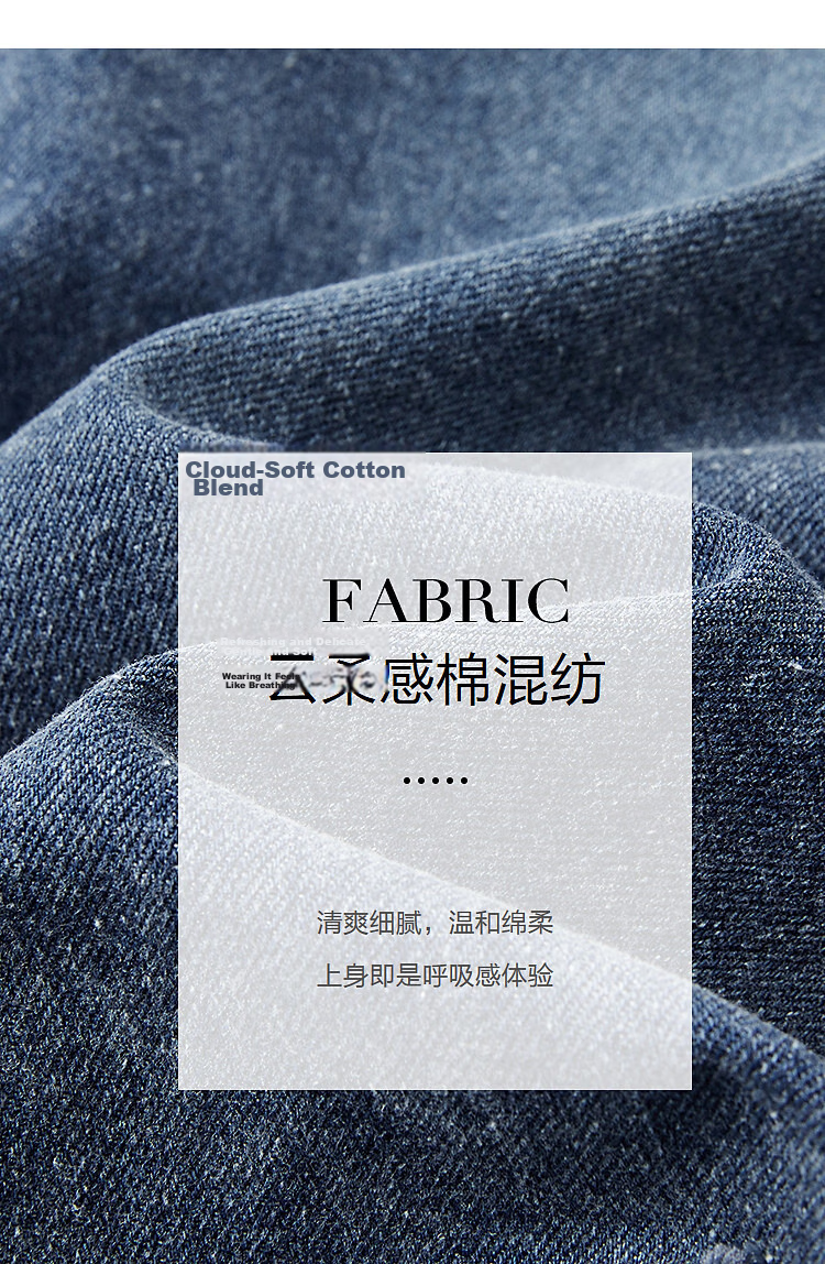 Demana [Denim Cloud Cotton] Spring Design Lace Patchwork Round Neck Petite Loose Women's Denim Dress 3