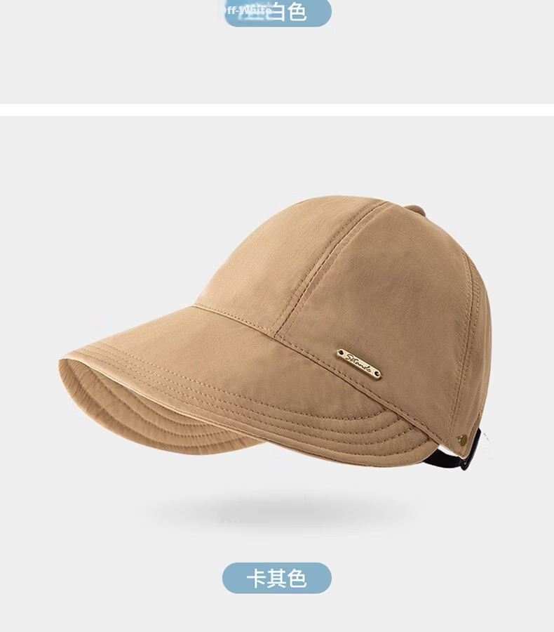 Langsha Women's Sun Protection Hat, Summer Baseball Cap with Wide Brim, Outdoor Quick-Dry Visor Cap, Black 9