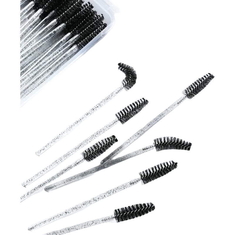 LiQingFei Disposable Eyelash and Eyebrow Brushes [50pcs Box] Spiral Lash Combs Flexible Eyelash Extension Makeup Brushes