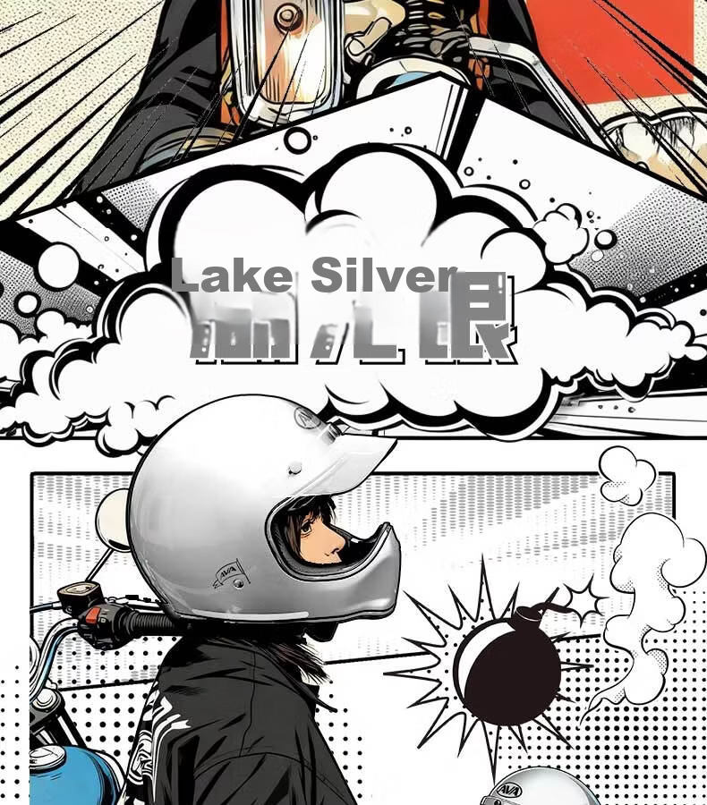 AVA Ranger Motorcycle Retro Full Face Cruiser Helmet Small Shell Off-Road Helmet Unisex Lake Silver + Riding Gift Pack M 17