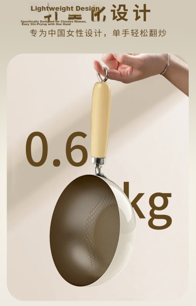 Bear 24cm Ceramic Non-Fluorine Coated Cast Iron Frying Pan Flat Bottom Stir Fry Pan for Gas and Induction Cookers White 11