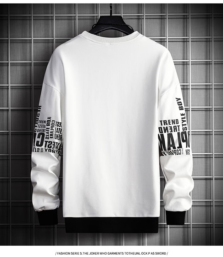 NASA GOOD Men's Hoodie Spring Trendy Loose Long Sleeve T-Shirt Youth Fashion Crew Neck Top Haze Blue XL 9