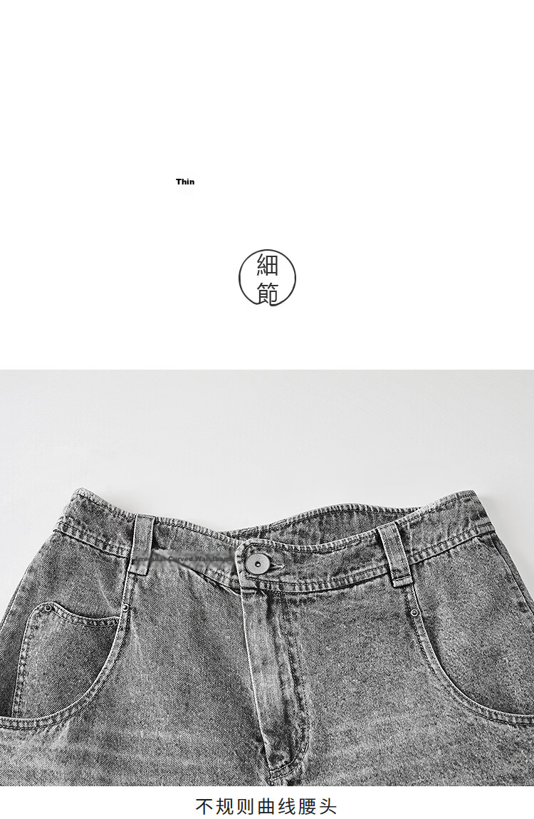 Rizhuo Galaxy Gray Washed Vintage Loose Fit Denim Shorts Women 2025 Summer New 16