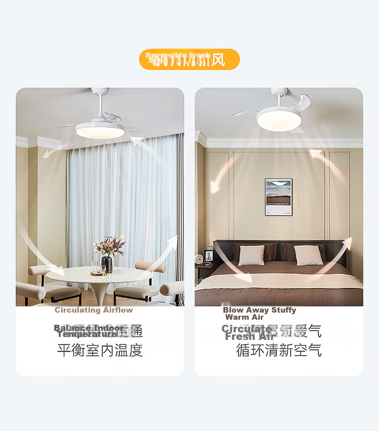 Paulmann P German Paulmann Invisible Fan Light Full Spectrum Eye Protection Ceiling Fan Light Living Room Dining Room Bedroom Silent Remote Control Light 21