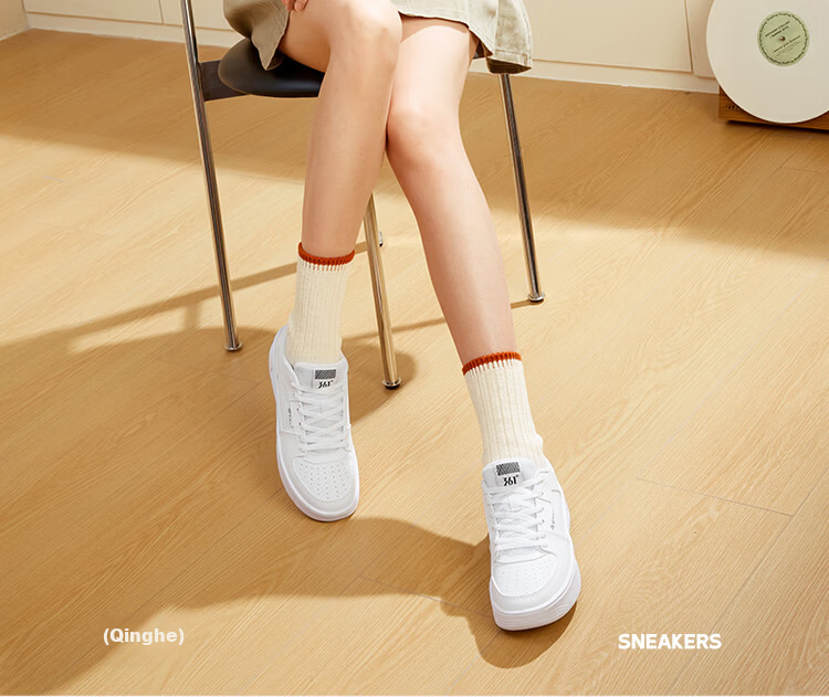 361° Qinghe 2 New Trendy Platform Leather Casual Sneakers Women's White Shoes 682636618-4 17