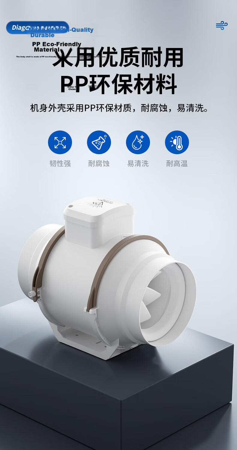 Diamond Brand Duct Fan Axial Flow Exhaust Fan Industrial Ventilation Fan Kitchen Bathroom Commercial High Suction Smoke Exhaust Fan 4 Inch Stepless Speed Control 98mm Opening 11