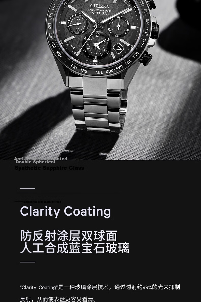 CITIZEN Men's Japanese-Korean Solar Satellite Sync Watch Super Titanium Business Gift for Father's Day CC4058-67X 14