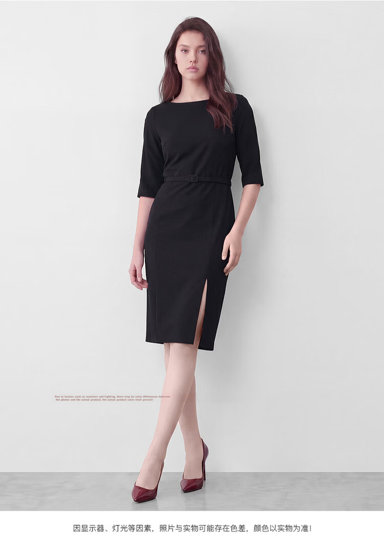 G2000 Women's 2026 Spring Summer Textured Five-Sleeve Dress with Comfort Stretch and Belt, Mall Edition 16