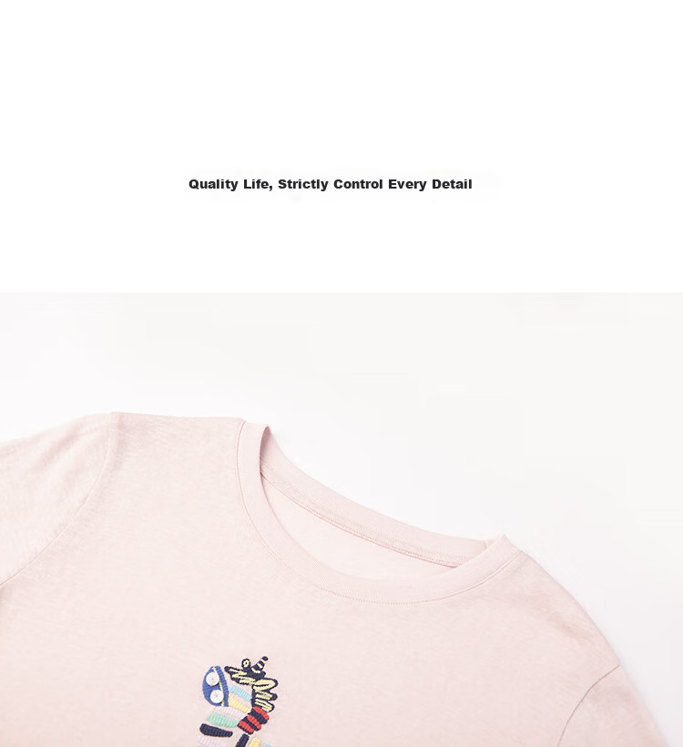 Demana [with Lyocell Cotton] Summer Fresh Sweet Little Horse Embroidery Round Neck Short Sleeve Slim Fit Designer Women's T-Shirt 15