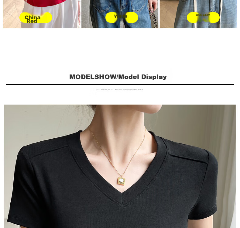 Langsha Women's Summer Short Sleeve V-Neck Slim Fit Modal Basic Top 15