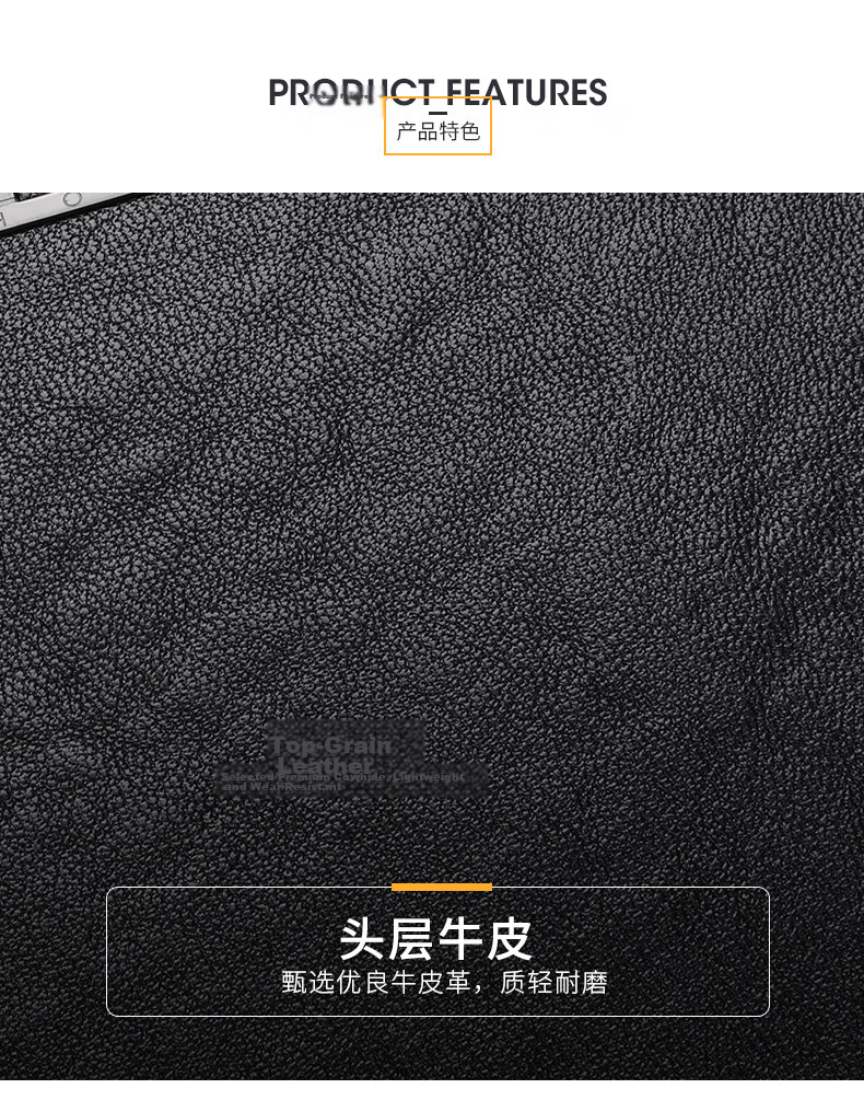 ELLE HOMME Men's Business Briefcase First Layer Cowhide Vertical Shoulder Crossbody Laptop Bag 6820 Black 2