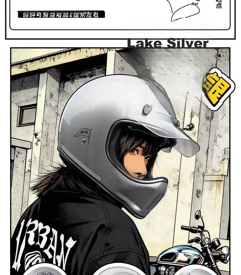 AVA Ranger Motorcycle Retro Full Face Cruiser Helmet Small Shell Off-Road Helmet Unisex Lake Silver + Riding Gift Pack M 25