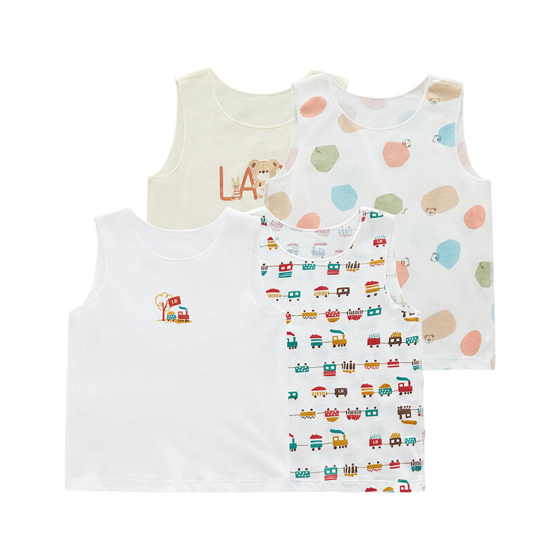 Labi Baby Kids Vest Unisex Single-Sided Cotton Belly Protection Baby Base Layer Underwear 2-Pack Special Color 130