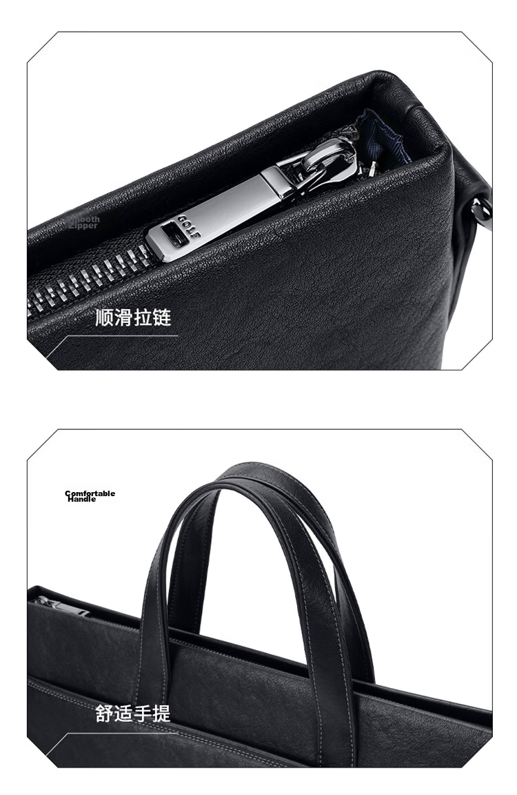 GOLF Business Briefcase Men's Soft Leather 14/16 Inch Laptop Bag Shoulder Crossbody Office Document Bag 20