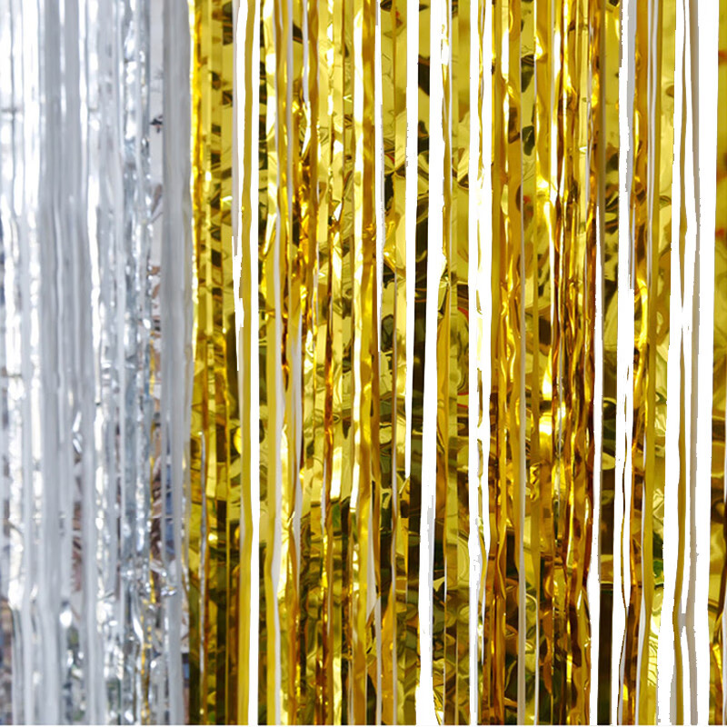 Jingtang Birthday Decoration Ribbons, Proposal Room Birthday Party Decorations, Balloon Backdrop, Tassel Yarn, Silver And Gold Color, 2 Pieces