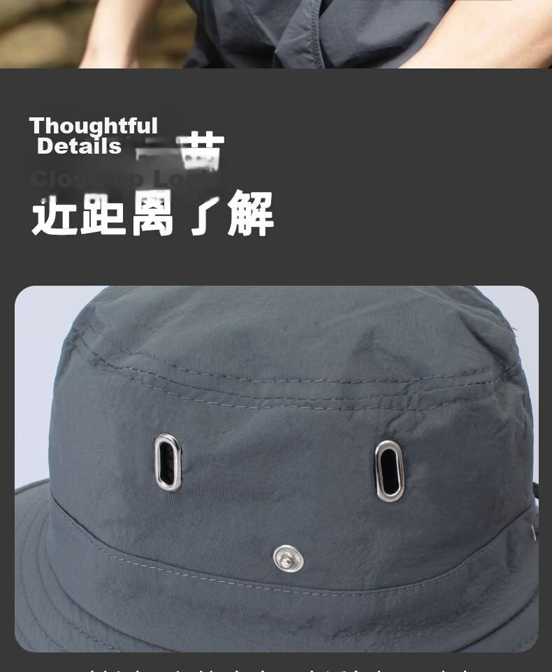 Romon Men's Fisherman Sun Protection Hat Summer Outdoor Breathable Sunshade Cap for Mountaineering Fishing Hiking UV Protection Wide Brim 15