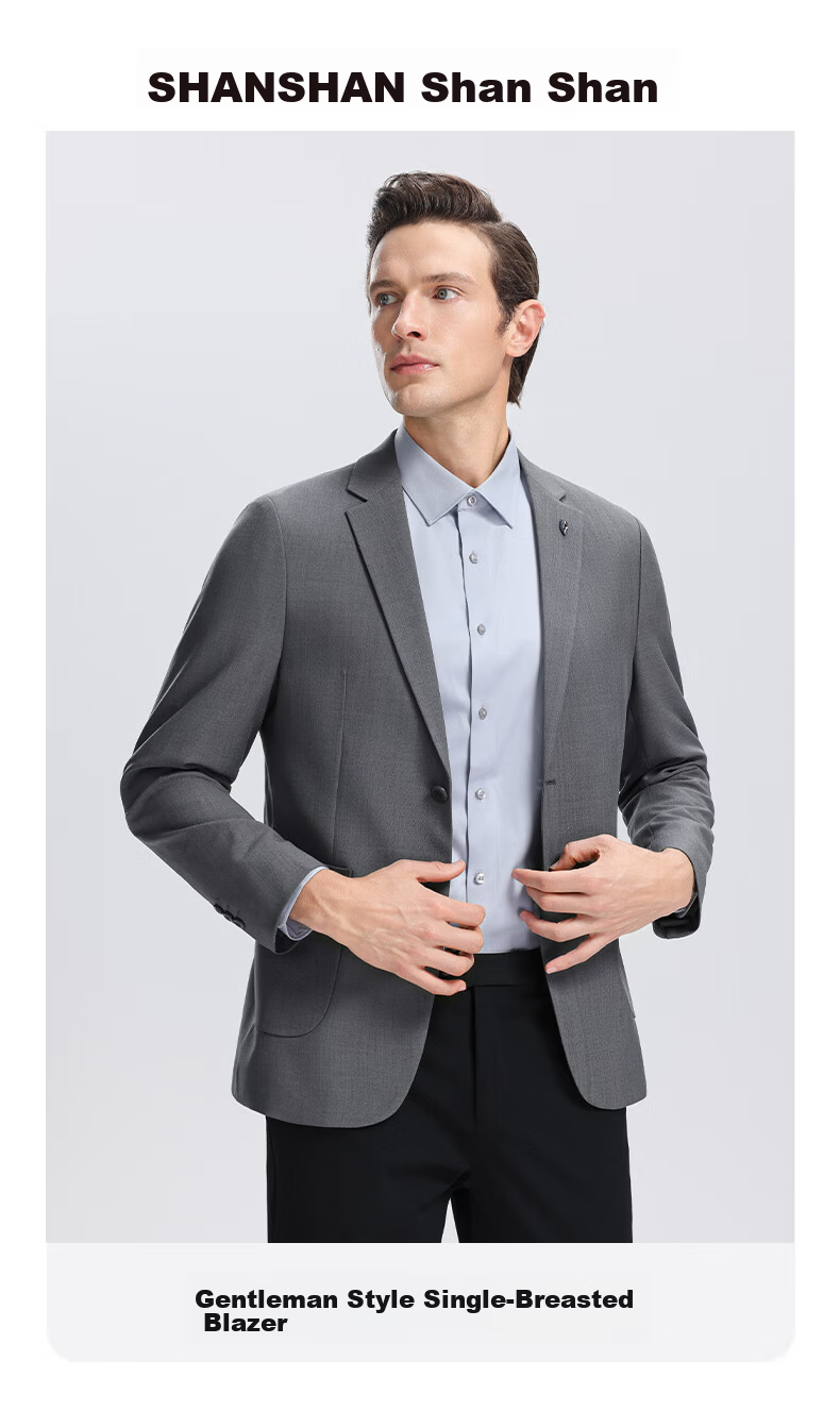 SHANSHAN Men's Spring Casual Simple Versatile Business Fashion Suit Jacket Professional Commuter Blazer Single-Breasted 1