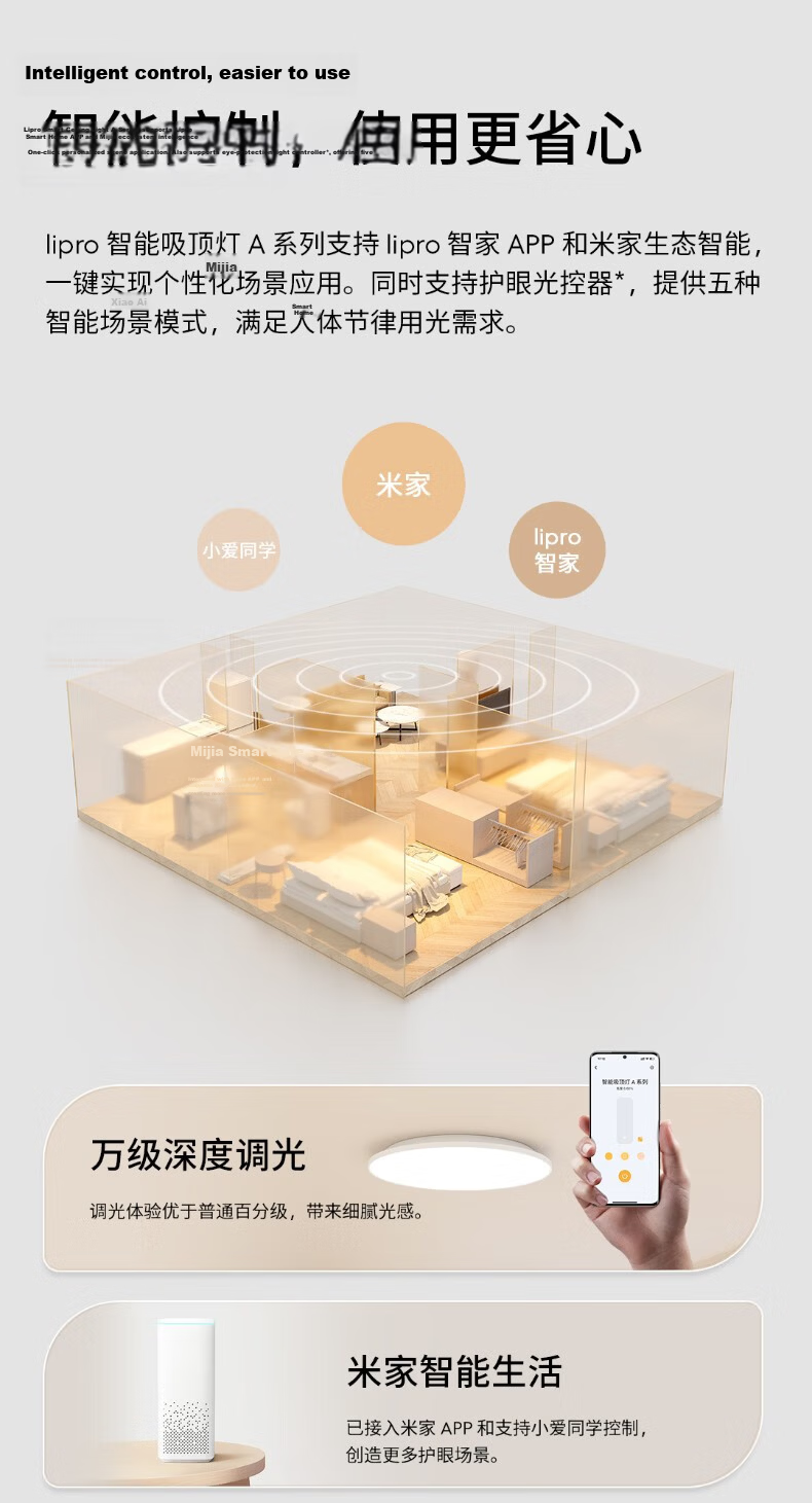 Lipro Eye Protection Ceiling Light for Living and Bedroom Smart Ceiling Light A Series Pro Edition 50W New National Standard with Installation Included 9