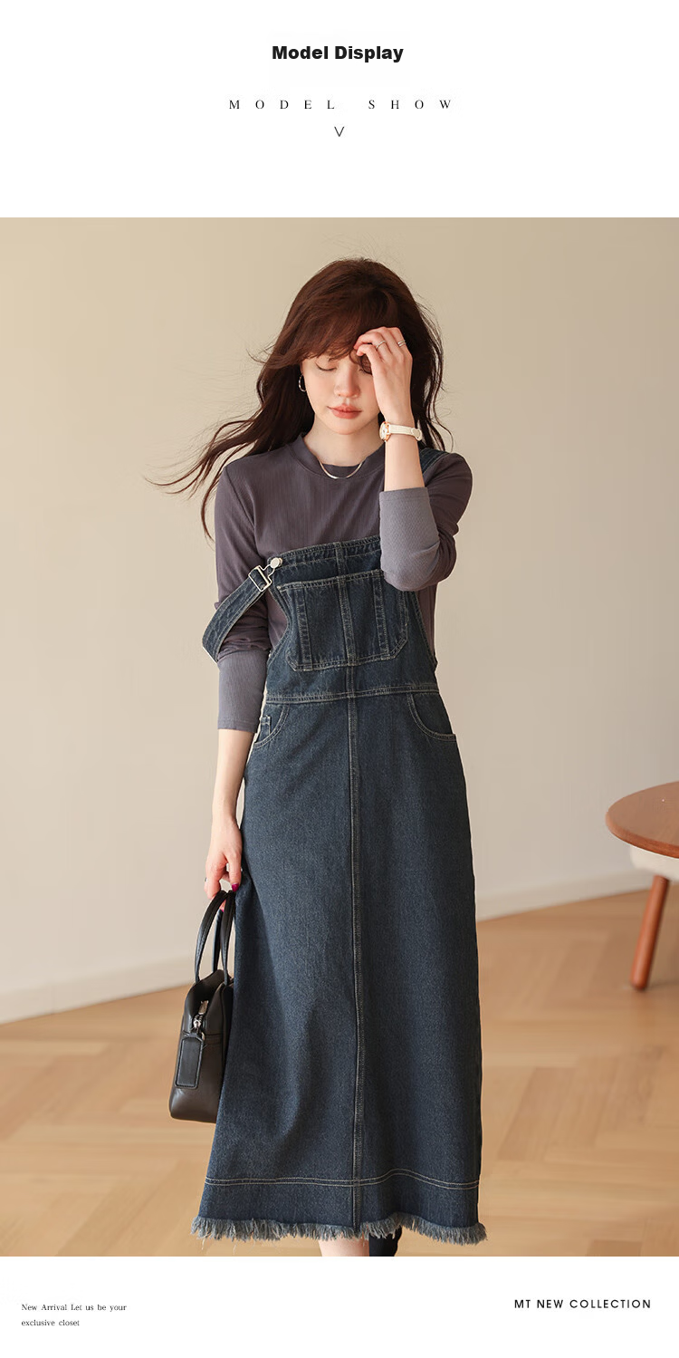 MT Nostalgic Vintage Straight Strap Dress Autumn Fashion Simple Essential 6