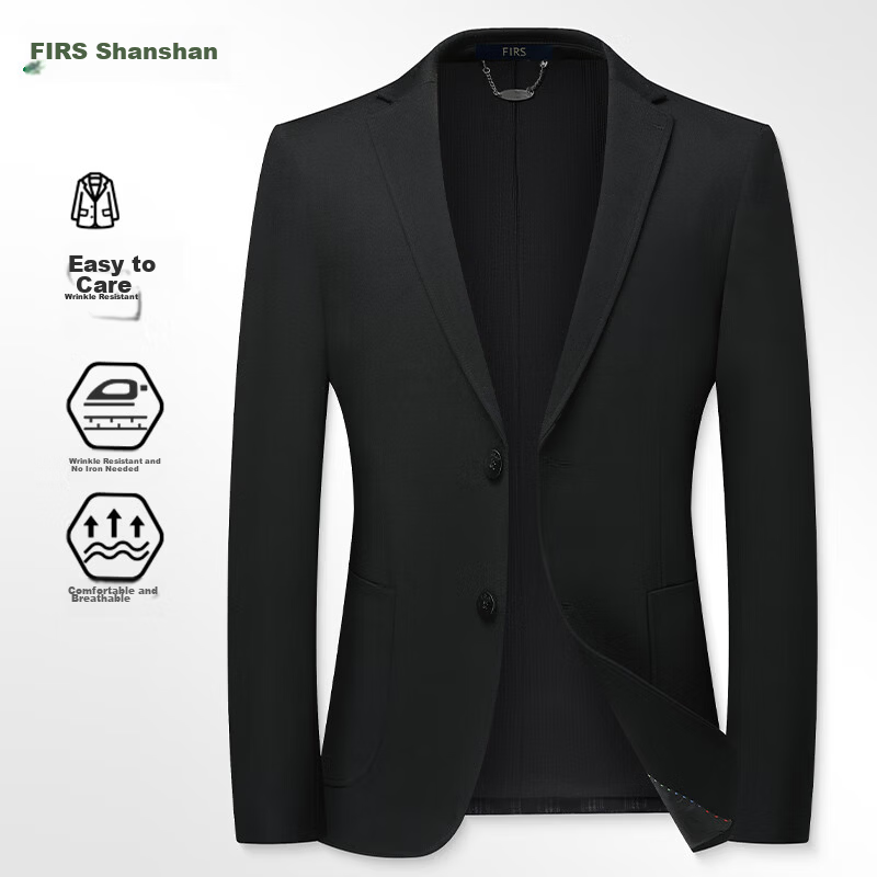 Shanshan Men's Knitted Blazer Spring Autumn New Business Casual Suit Jacket for Young and Middle-aged Interview Workwear