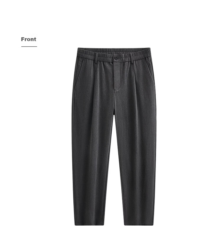 Dancing with Wolves [Drapey Breathable] Sweat-Absorbing Skin-Friendly Elastic Waist Nine-Point Pants Men's Commuter Versatile Slim Trousers 015 Dark Gray S 15