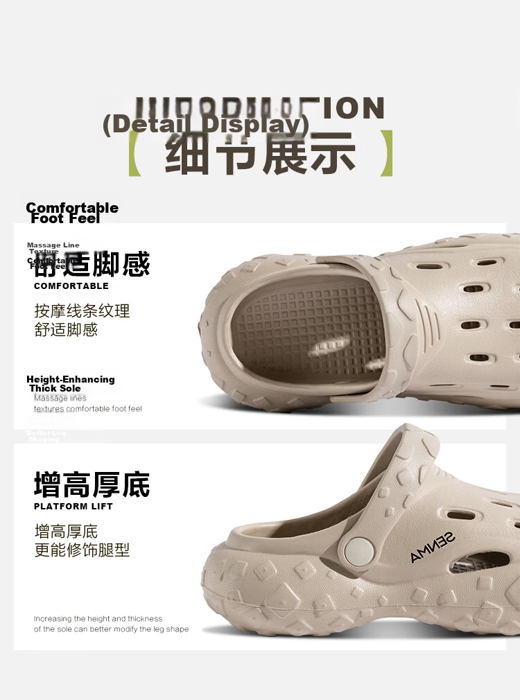 Jingzhenlianggong Summer Outdoor Senma Style Beach Sandals Fashionable Casual Black 35-36 8