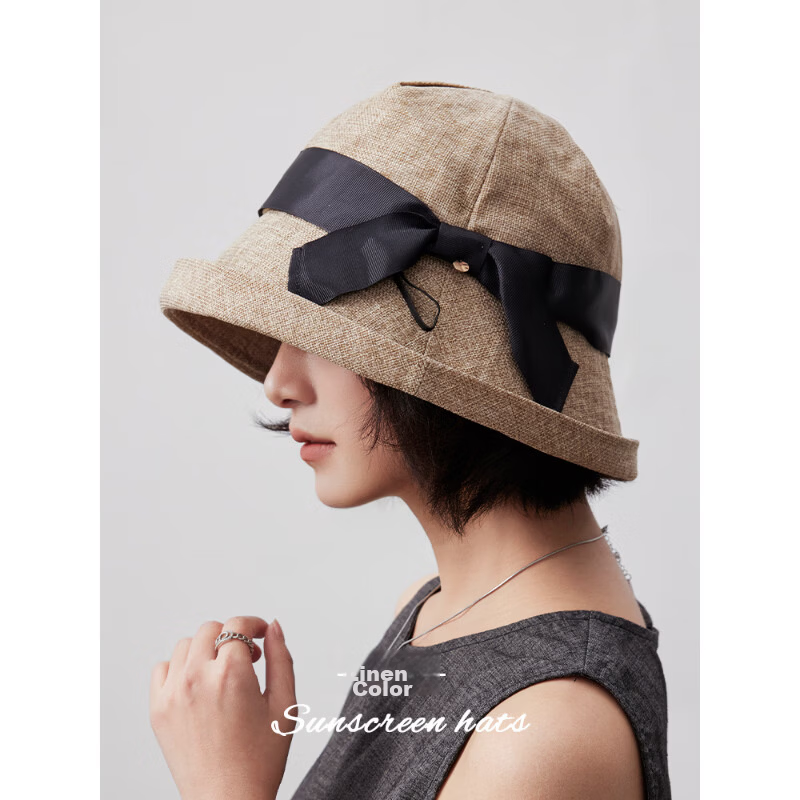 Lagur Lightweight Paper-Feel Japanese Hemp Edge Roll Fisherman Hat Breathable Thin Sunshade Foldable Linen Color