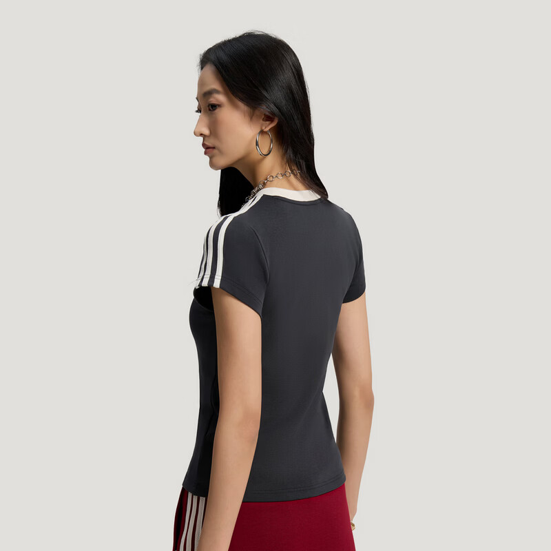 Adidas Originals Women's TALIORED TEE W Short Sleeve T-Shirt KT7789 Dark Grey S 3