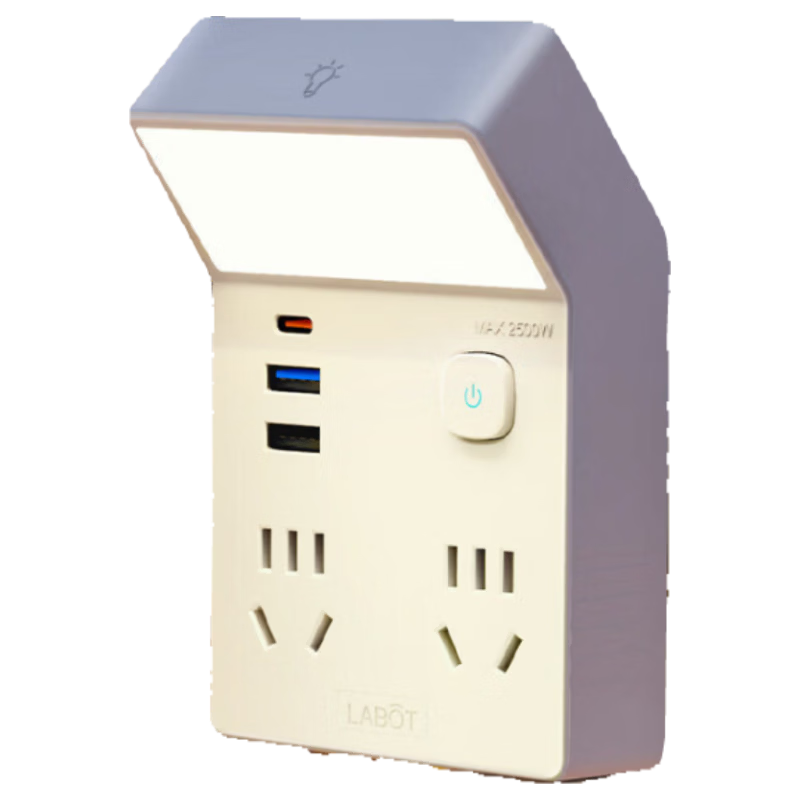 LABOT Multi-Functional Home Power Adapter Socket, Multi-Outlet Power Strip with Switch for Night Lights And Multiple Devices